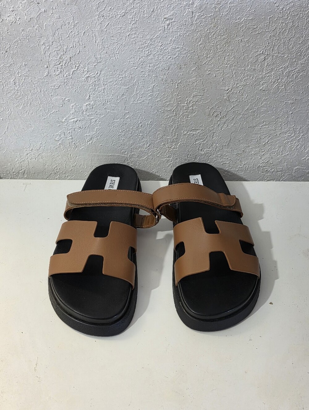 Steve Madden Mayven Cognac Leather Slip On Slide Sandal Women's Size 8.5